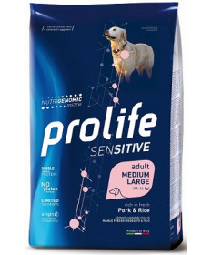 Prolife Sensitive Cane Adult Medium/Large con Maiale & Riso da 10 Kg