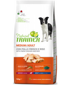 Trainer Natural per Cane Adult Medium con Pollo Fresco, Riso, Cicoria ed Alga Spirulina da 12 Kg