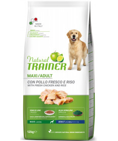 Trainer Natural per Cane Adult Maxi con Pollo Fresco, Riso, Semi Di Lino e Alga Spirulina da 12 Kg