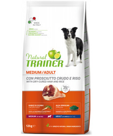 Trainer Natural per Cane Adult Medium con Prosciutto Crudo, Riso, Cicoria e Alga Spirulina da 12 Kg