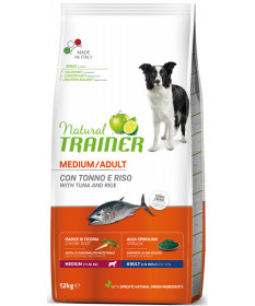 Trainer Natural per Cane Adult Medium con Tonno, Riso,Cicoria e Alga Spirulina da 12 Kg