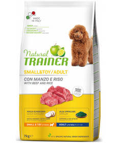 Trainer Natural per Cane Adult Mini con Manzo, Riso, Yucca e Alga Spirulina da 7 Kg