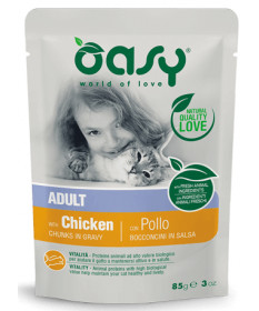 Oasy per Gatto Adult Bocconcini in salsa con Pollo da 85 g