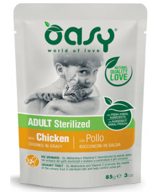 Oasy per Gatto Adult Sterilized Bocconcini in salsa con Pollo da 85 g