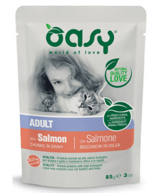 Oasy per Gatto Adult con Bocconcini di Salmone in salsa da 85 gr