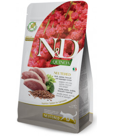 Farmina N&D Quinoa Neutered per Gatti Adulti Sterilizzati con Anatra, Broccoli e Asparagi da 1,5 Kg