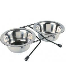 Trixie Set di Ciotole in acciaio per Cani e Gatti da 2 x 0,2 l