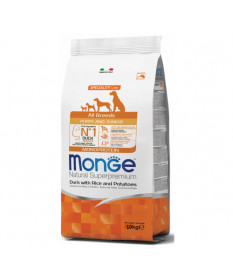 Monge Natural Superpremium Monoprotein per Cani Puppy/Junior All Breeds con Anatra, Riso e Patate da 12 kg