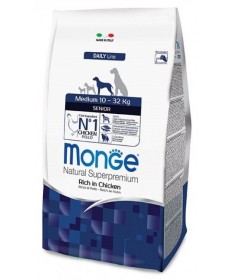 Monge per Cane Medium Senior Ricco di Pollo da 12 Kg