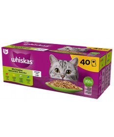 Whiskas Multipack per Gatti con Manzo, Pollo, Tonno e Salmone da 40x85 gr