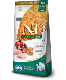 Farmina N&D Ancestral Grain con Pollo per Cani Adult M/M da 15 Kg 