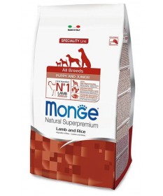 Monge per Cane Puppy & Junior All Breeds con Agnello e Riso da 12 kg