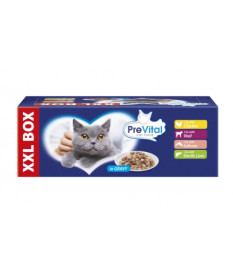 Prevital XXL Box per Gatti con Pollo, Vitello, Salmone e Fegato in Salsa da 48bstx100gr 