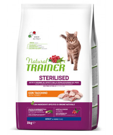 Natural Trainer per Gatto Adult Sterilised con Tacchino da 3 Kg
