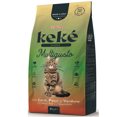 Keké Classic Multigusto per Gatti con Carni, Pesci e Verdure da 2 Kg