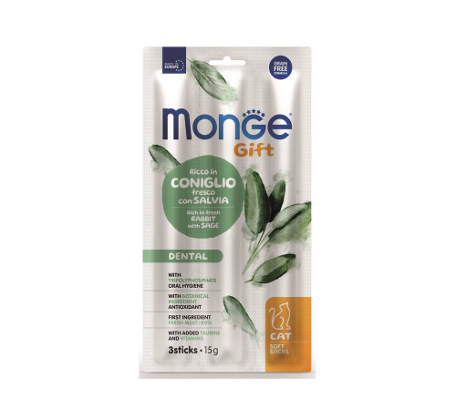 Monge Gift Soft Sticks per Gatti Coniglio con Salvia da 3 sticks