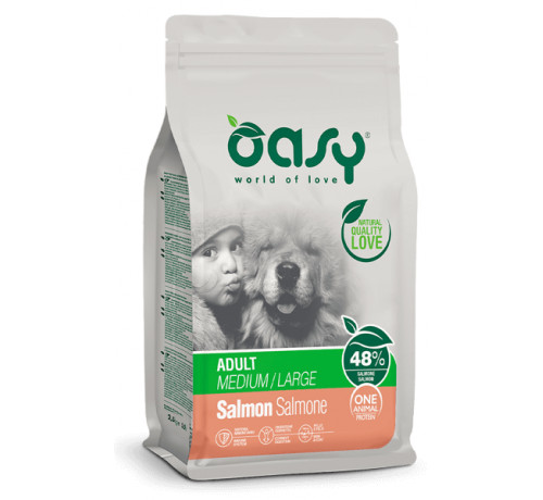 Oasy Monoproteico per Cane Adult Medium/Large con Salmone da 12 Kg