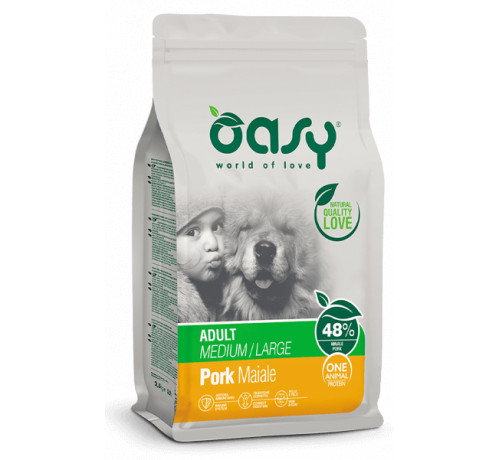 Oasy Monoproteico per Cane Adult Medium/Large con Maiale da 2,5 Kg
