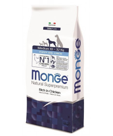 Monge Natural Superpremium per Cane Puppy & Junior Medium Ricco di Pollo da 12 Kg + OMAGGIO Snack Gift Sticks