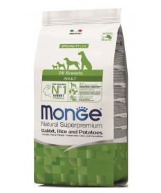 Monge Natural Superpremium per Cane Adult All Breeds con Coniglio Riso e Patate da 12 kg + OMAGGIO Snack Gift Sticks