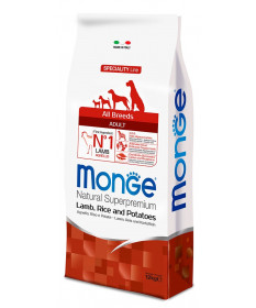 Monge Natural Superpremium per Cane Adult All Breeds con Agnello Riso e Patate da 12 Kg + OMAGGIO Snack Gift Sticks