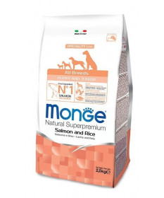 Monge per Cane Puppy e Junior All Breeds con Salmone e Riso da 2,5 Kg