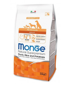 Monge Natural Superpremium per Cane Adult All Breeds con Anatra Riso e Patate da 2,5 Kg
