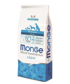 Monge Natural Superpremium Light per Cane Adult All Breeds con Salmone e Riso da 12 kg + OMAGGIO Snack Gift Sticks