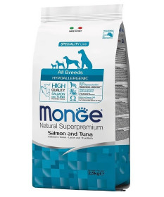 Monge Natural Superpremium Hypoallegenic All Breeds con Salmone e Tonno per Cane da 2,5 kg