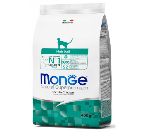 Monge Natural Superpremium Hairball per Gatto Ricco di Pollo da 400 gr