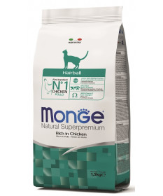Monge Natural Superpremium Hairball  per Gatto Ricco di Pollo da 1,5 Kg