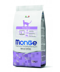 Monge Natural Superpremium per Gatto Sterilised Ricco di Pollo da 1,5 Kg