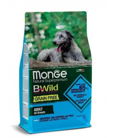 Monge Natural Superpremium BWild Grain Free per Cane Adult All Breeds con Acciughe, Patate e Piselli da 2,5 Kg