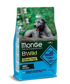Monge Natural Superpremium BWild Grain Free per Cane Adult All Breeds con Acciughe, Patate e Piselli da 12 Kg