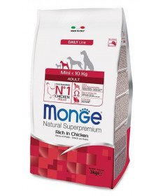 Monge Natural Superpremium per Cane Adult Mini Ricco di Pollo da 3 Kg