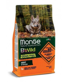 Monge Natural Superpremium Bwild Grain Free per Cane Adult All Breeds con Anatra e Patate da 2,5 Kg