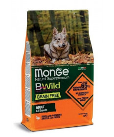 Monge Natural Superpremium BWild Grain Free per Cane Adult All Breeds con Anatra e Patate da 12 Kg