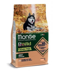 Monge Natural Superpremium BWild Grain Free per Cani Adulti All Breeds con Salmone e Piselli da 2,5 Kg