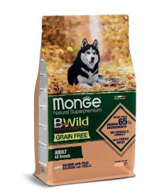 Monge Natural Superpremium BWild Grain Free per Cani Adulti All Breeds con Salmone e Piselli da 12 Kg
