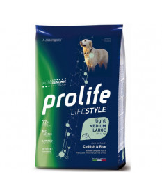 Prolife LifeStyle Light per Cani Adult Medium/Large con Merluzzo e Riso da 12 Kg