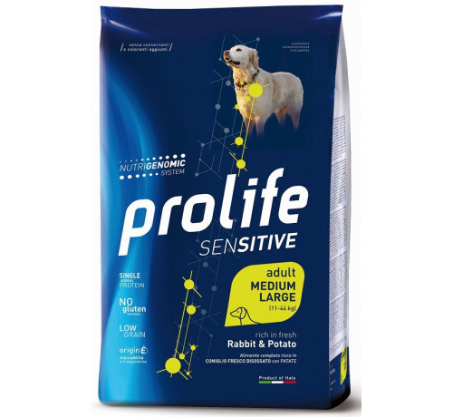 Prolife Sensitive per Cani Adult Medium Large con Coniglio e Patate da 10 Kg