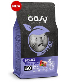 Oasy per Cani Adult Medium/Large Grain Free con Anatra da 2,5 Kg
