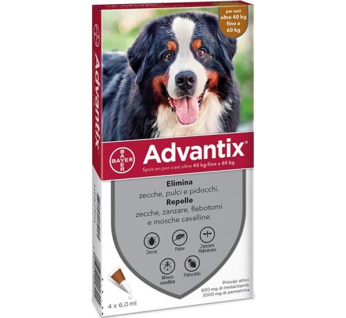 Bayer Advantix Spot-on per Cani oltre 40 kg fino a 60 kg da 4x6 ml