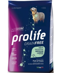 Prolife Dog Grain Free Medium/Large con Pesce e Patate per Cani da 10 kg
