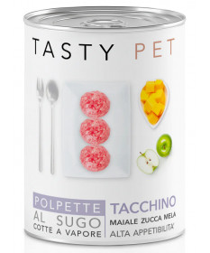 Tasty Pet Polpette al Sugo con Tacchino, Maiale, Zucca e Mela per Cani da 400 gr