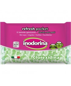 Inodorina Refresh Pocket Salviette Igienizzanti con Clorexidina per Cani e Gatti 15 pz