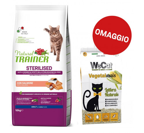 Trainer Natural per Gatto Adult Sterilised con Salmone da 10 Kg