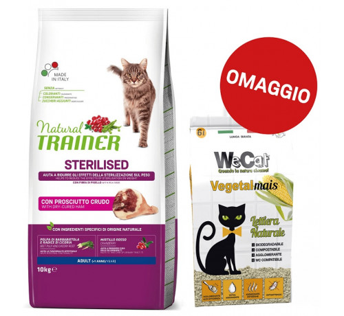 Trainer Natural per Gatto Adult Sterilised con Prosciutto Crudo da 10 Kg