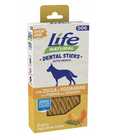 Life Natural Dental Sticks Grain Free per Cani Medio-Grandi con Zucca e Rosmarino da 8pzx150 gr 