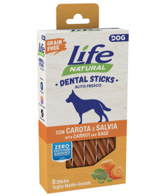 Life Natural Dental Sticks Grain Free per Cani Medio-Grandi con Carota e Salvia da 8pzx150 gr 